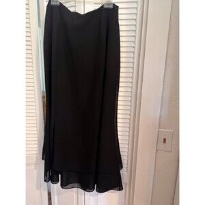 Adrianna Papell Evening Essentials Tiered Chiffon Layered Maxi Skirt Sz 16 Black
